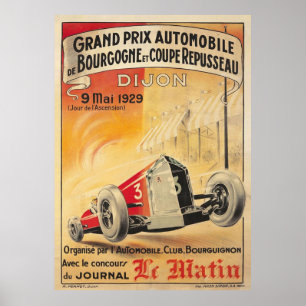 1929 Dijon Grand Prix Vintage affisch