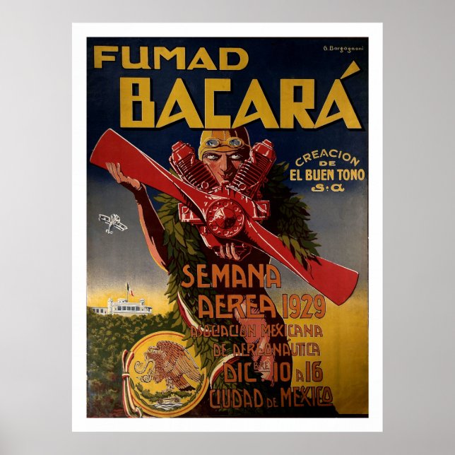 1929 Flyg Poster "Fumad Bacara" (Framsidan)