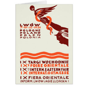 1929 Lwow Östra Internationell Fair Hälsningskort