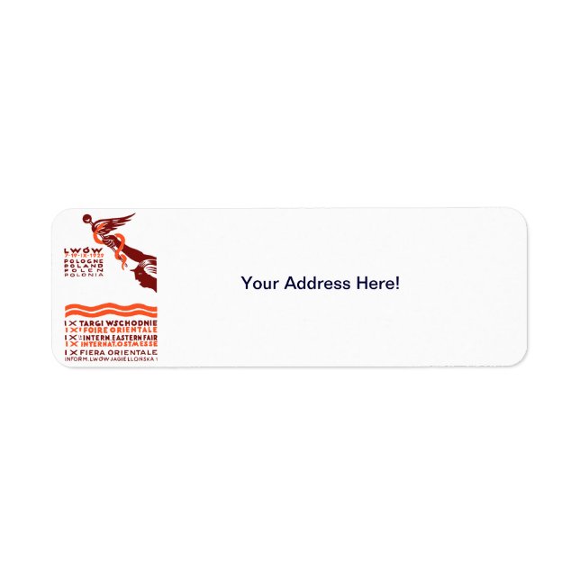 1929 Lwow Östra Internationell Fair Returadress Etikett (Framsidan)