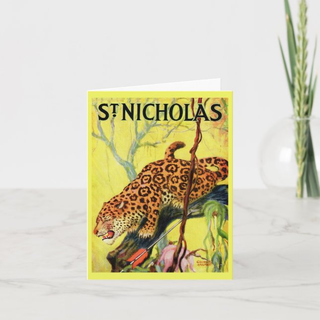 1929 St. Nicholas-tidskriften täcker leopard Helgkort (Framsida)