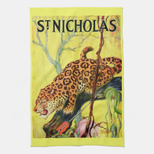 1929 St. Nicholas tidskriften täcker leopard print Kökshandduk