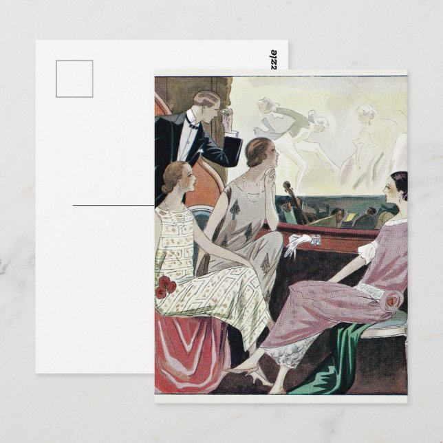 1930 Årgång Kvinnor i aftonklänningar   Vykort (Fram/baksida)