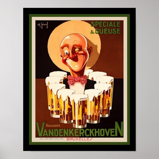 1930 Art Deco Belgium Beer AG Poster (Framsidan)