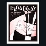 1930 Art Deco Broadway Magazine Skriv ut Poster<br><div class="desc">Skräckande,  svart,  vit och rosa 1930 Art Deco-täckning,  för Broadway Magazine.</div>