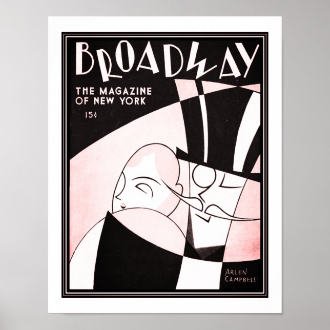 1930 Art Deco Broadway Magazine Skriv ut Poster (Framsidan)