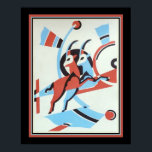 1930 Art Deco Gazelle Poster<br><div class="desc">Art Deco Gazelle poster av Serge Gladky i populär turkos och koral- 16x20 som visas här. Finns i andra storlekar.</div>