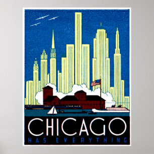 1930 Besök Chicago Poster