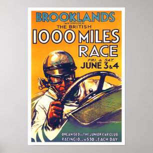 1930 Brooklands 1000 miles tävling vintage Poster