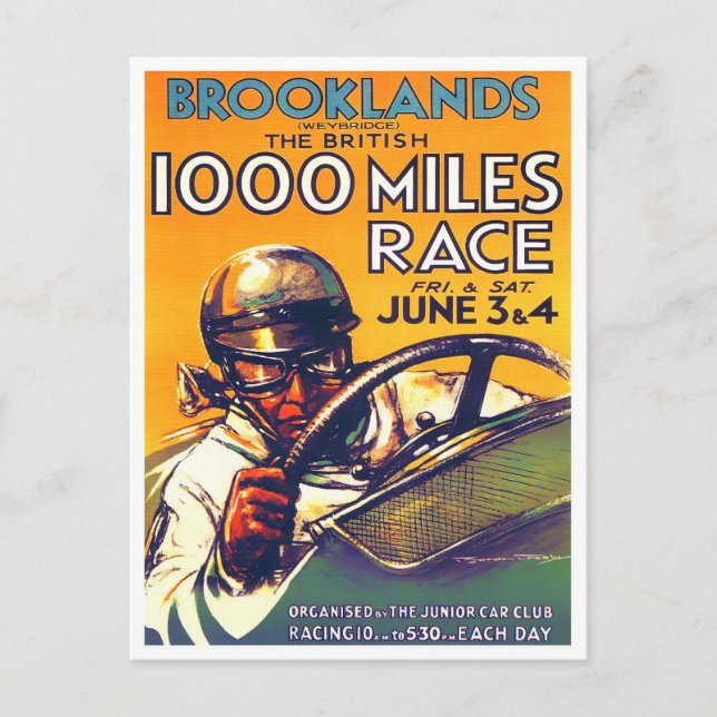 1930 Brooklands 1000 miles tävling vintage Vykort (Framsida)