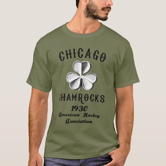 1930 Chicago Shamrocks American Hockey AHA 🏒 T Shirt (Framsida)