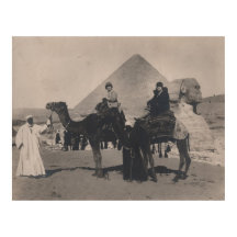 1930 Flapper Girls på kamelers Egypten Pyramids Sk