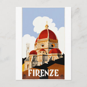 1930 Florence Italien Duomo Travel Poster Vykort