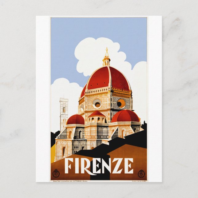 1930 Florens Italien Travel Poster Vykort (Framsida)
