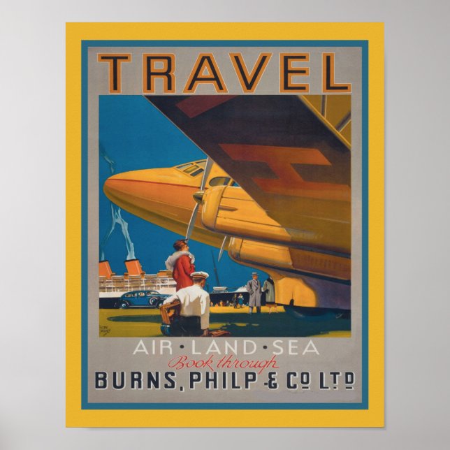 1930 Luft, land- och sjöreseaffär Poster (Framsidan)