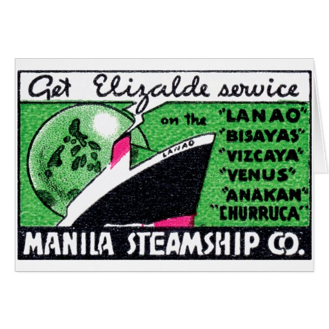 1930 Manila Steamship Company Hälsningskort (Framsidan Horizontal)