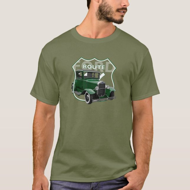 1930 Modell A. Grönt Classic Hotrod Route66 T-Shir T Shirt (Framsida)