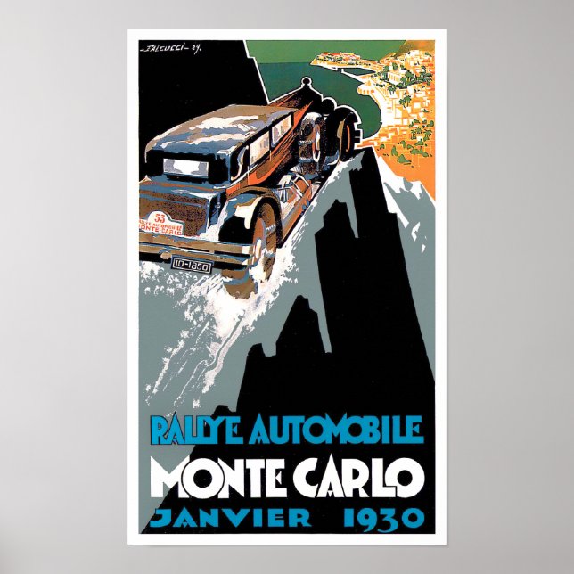 1930 Monte Carlo vintage tävla Poster (Framsidan)