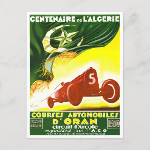 1930 Oran Grand Prix vintage tävla Vykort