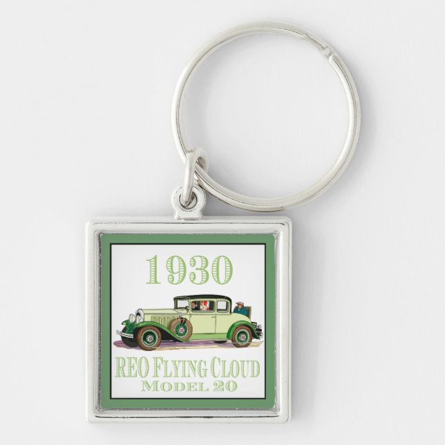 1930 REO-flygmolnmodell 20 Fyrkantig Silverfärgad Nyckelring (Framsidan)