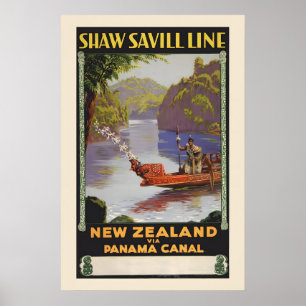 1930 Resa till Nya Zeeland via Panamakanalen Poster