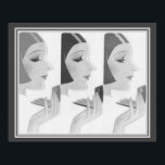 1930:s Art Deco Compact och 16 x 20-Poster Poster<br><div class="desc">1930-talet,  Art Deco,  poster i neutralt svart,  vit och grått.</div>