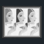 1930:s Art Deco Compact och 16 x 20-Poster Poster<br><div class="desc">1930-talet,  Art Deco,  poster i neutralt svart,  vit och grått.</div>