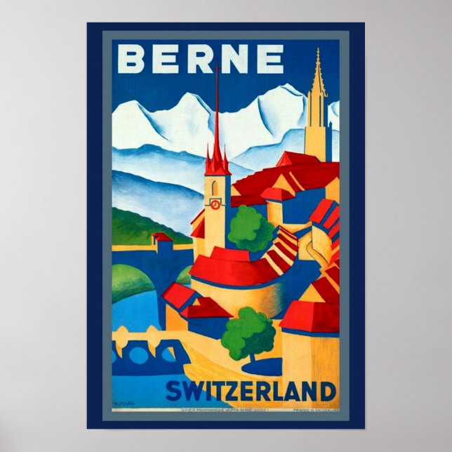 1930:s Berne Schweiz Travel Poster BeSnygg! (Framsidan)