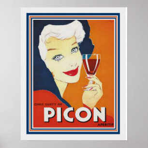 1930:s Fransk Picon Apertif Ad- 16 x 20 Poster