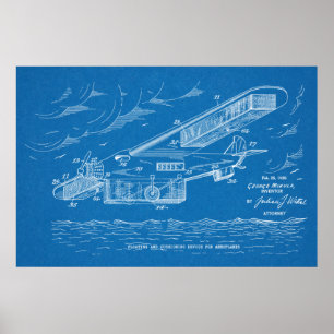 1930 Safety Airplane Patent Art Teckning Print Poster
