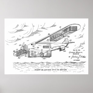 1930 Safety Airplane Patent Art Teckning Print Poster