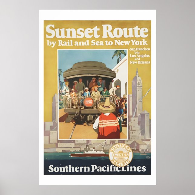 1930 Southern Pacific Railroad Sunset Route Poster (Framsidan)