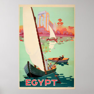 1930-tal “Egypt” Floden Nilen Vintage Stil Resa Poster