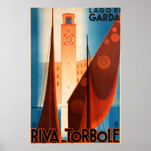 1930-tal ”Riva - Torbole” Vintage Stil Italienska Poster