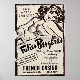 1930-talet Folies Bergere ad Poster