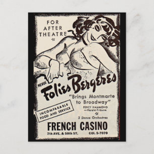 1930-talet Folies Bergere ad Vykort