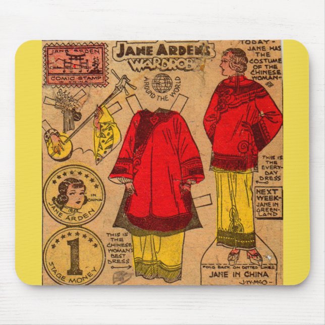 1930-talet Jane Arden papper docka kinesiska kläde Musmatta (Framsidan)