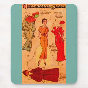1930-talet Jane Arden pappra dockans blå klänning Musmatta