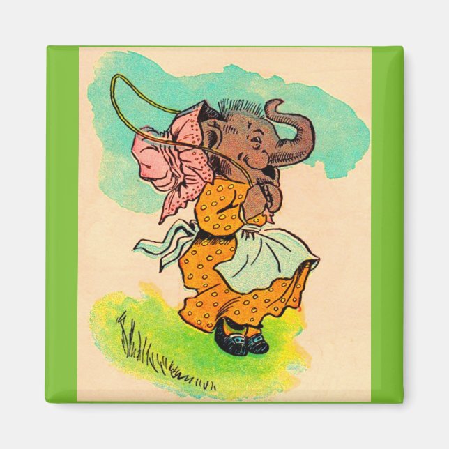 1930-talet klädd elefant som leker hopprep magnet (Framsidan)