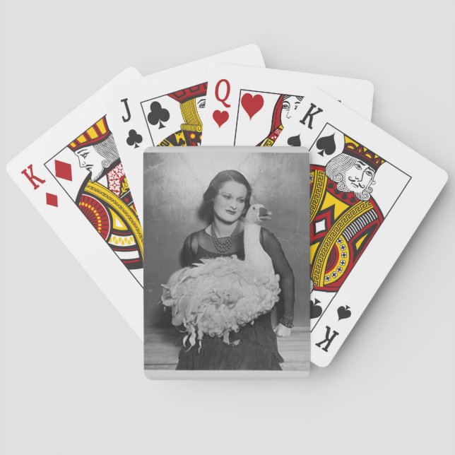 1930-talet kvinnor med fluffy Svan Casinokort (Baksidan)