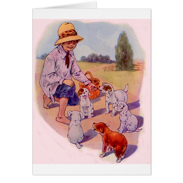 1930-talet matande valpar hälsningskort (Framsidan)