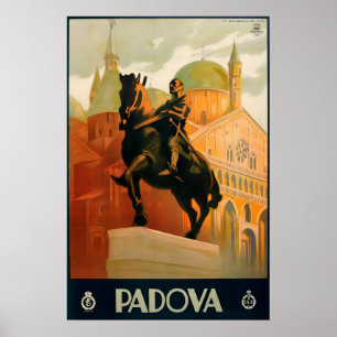 1930-talet Padova Italien Monument över Gattamelat Poster
