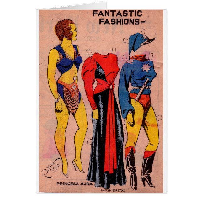 1930-talet prinsessan Aura pappra dockor Flash Gor Hälsningskort (Framsidan)