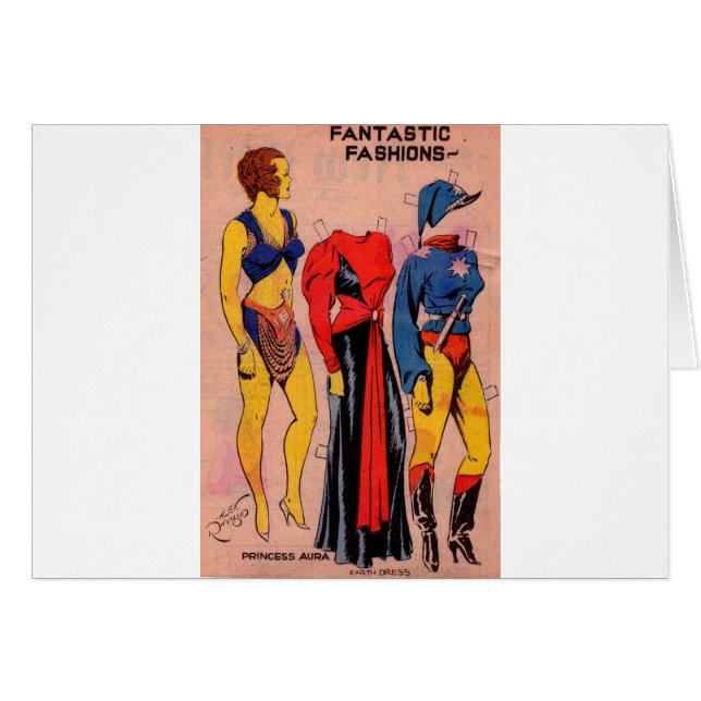 1930-talet prinsessan Aura pappra dockor Flash Gor Hälsningskort (Framsidan Horizontal)