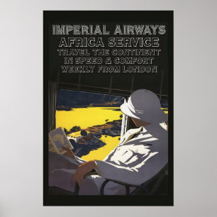 1930-talets Air Imperial besöker Afrika Vintage-st Poster
