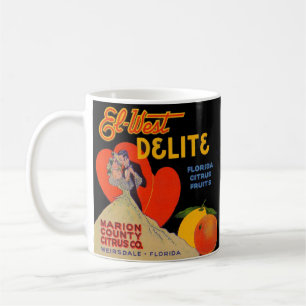 1930-talets art deco El-Väster Delite Florida Citr Kaffemugg