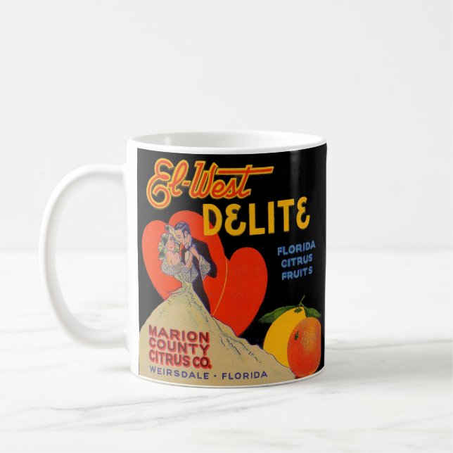 1930-talets art deco El-Väster Delite Florida Citr Kaffemugg (Vänster)
