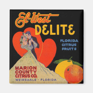 1930-talets art deco El-Väster Delite Florida Citr Magnet