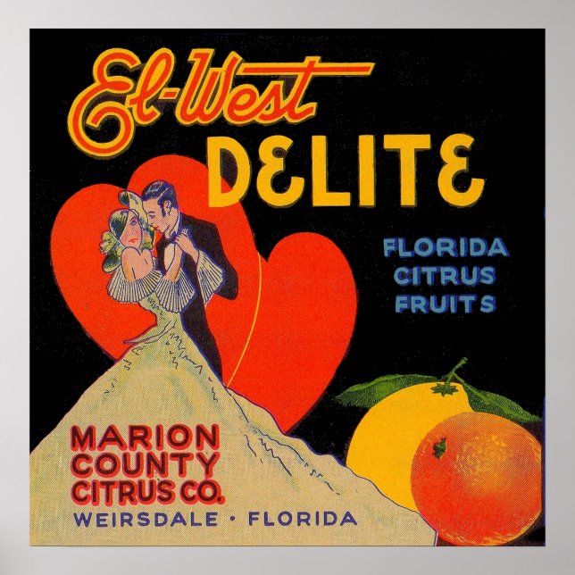 1930-talets art deco El-Väster Delite Florida Citr Poster (Framsidan)