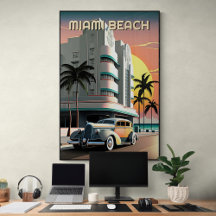 1930-talets Art Deco Miami Beach Ocean Drive Sunse